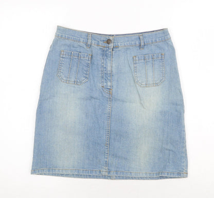 NL Jeans Womens Blue Cotton Straight & Pencil Skirt Size 28 in Zip