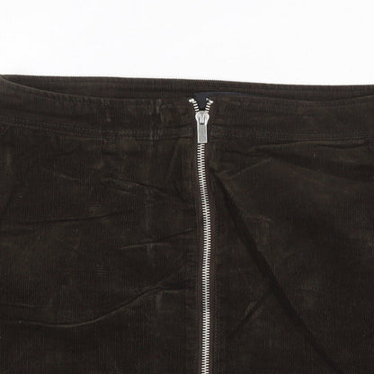 New Look Womens Green Cotton A-Line Skirt Size 10 Zip