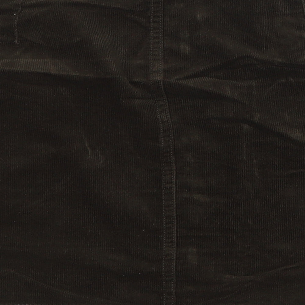 New Look Womens Green Cotton A-Line Skirt Size 10 Zip