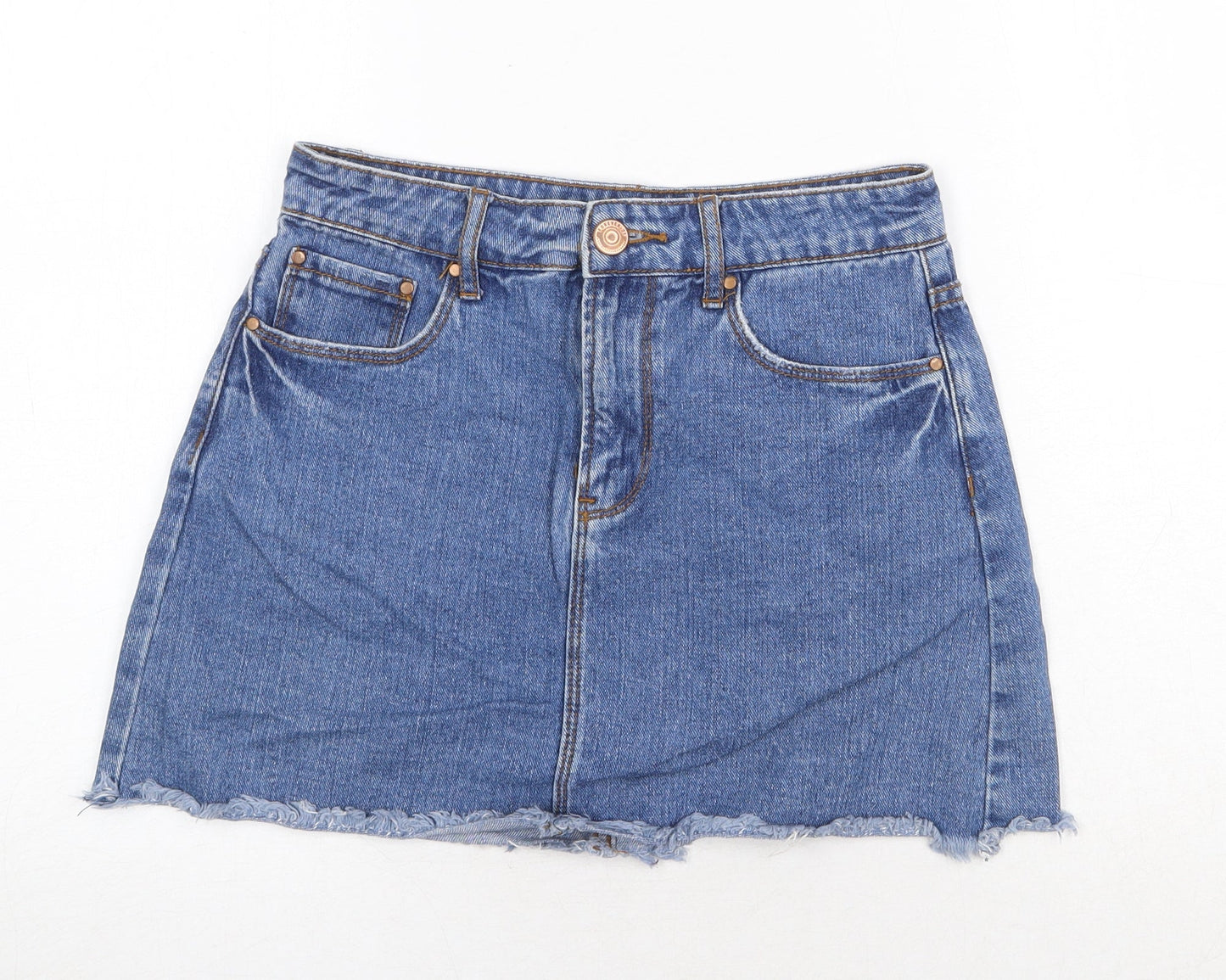 FOREVER 21 Womens Blue Cotton Mini Skirt Size 28 Zip