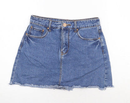 FOREVER 21 Womens Blue Cotton Mini Skirt Size 28 Zip