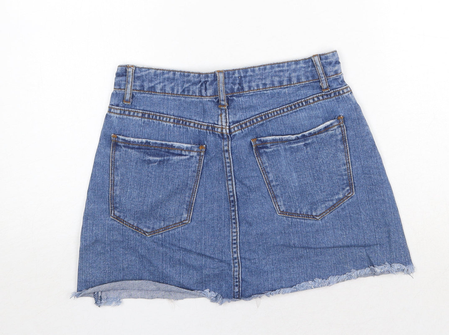 FOREVER 21 Womens Blue Cotton Mini Skirt Size 28 Zip