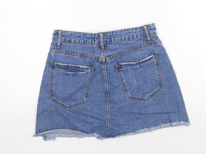 FOREVER 21 Womens Blue Cotton Mini Skirt Size 28 Zip