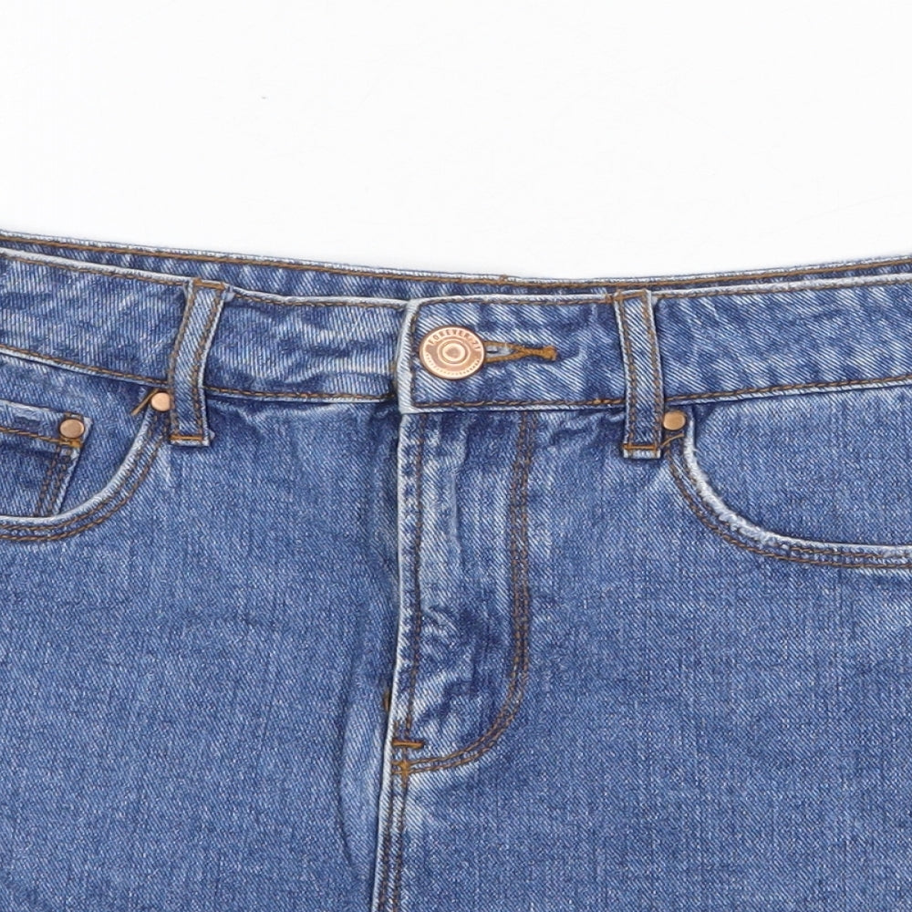 FOREVER 21 Womens Blue Cotton Mini Skirt Size 28 Zip