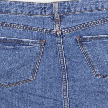 FOREVER 21 Womens Blue Cotton Mini Skirt Size 28 Zip
