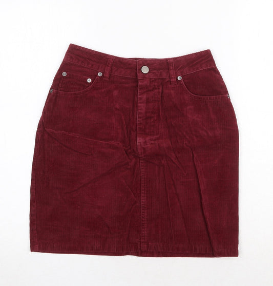 ASOS Womens Red Cotton A-Line Skirt Size 6 Zip