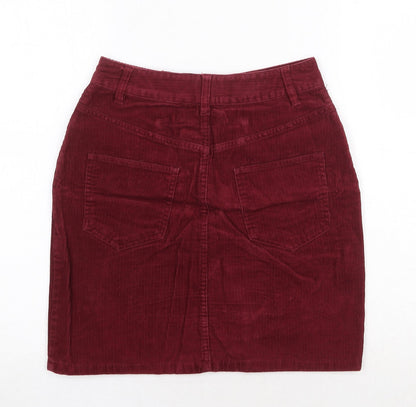 ASOS Womens Red Cotton A-Line Skirt Size 6 Zip