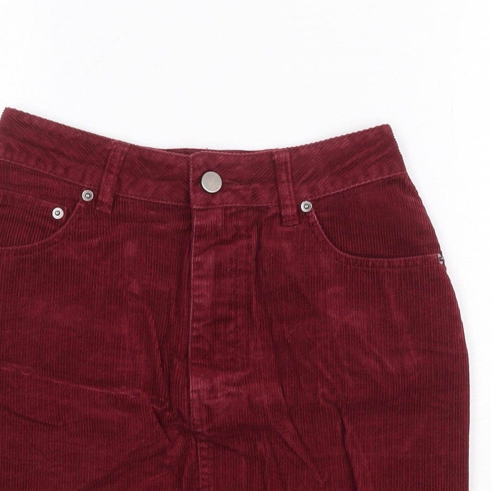 ASOS Womens Red Cotton A-Line Skirt Size 6 Zip