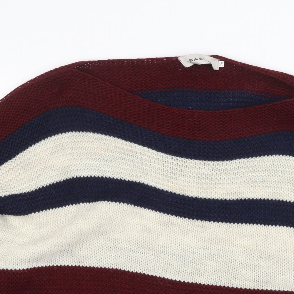 BASSINI Womens Multicoloured Round Neck Striped Acrylic Pullover Jumper Size S