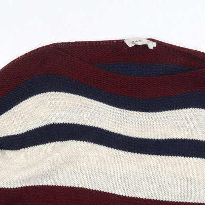 BASSINI Womens Multicoloured Round Neck Striped Acrylic Pullover Jumper Size S
