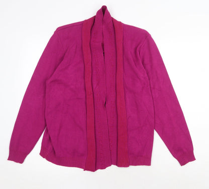 Glimpse Womens Purple V-Neck Acrylic Cardigan Jumper Size L Pullover - Cable Knit Collar Size L-XL