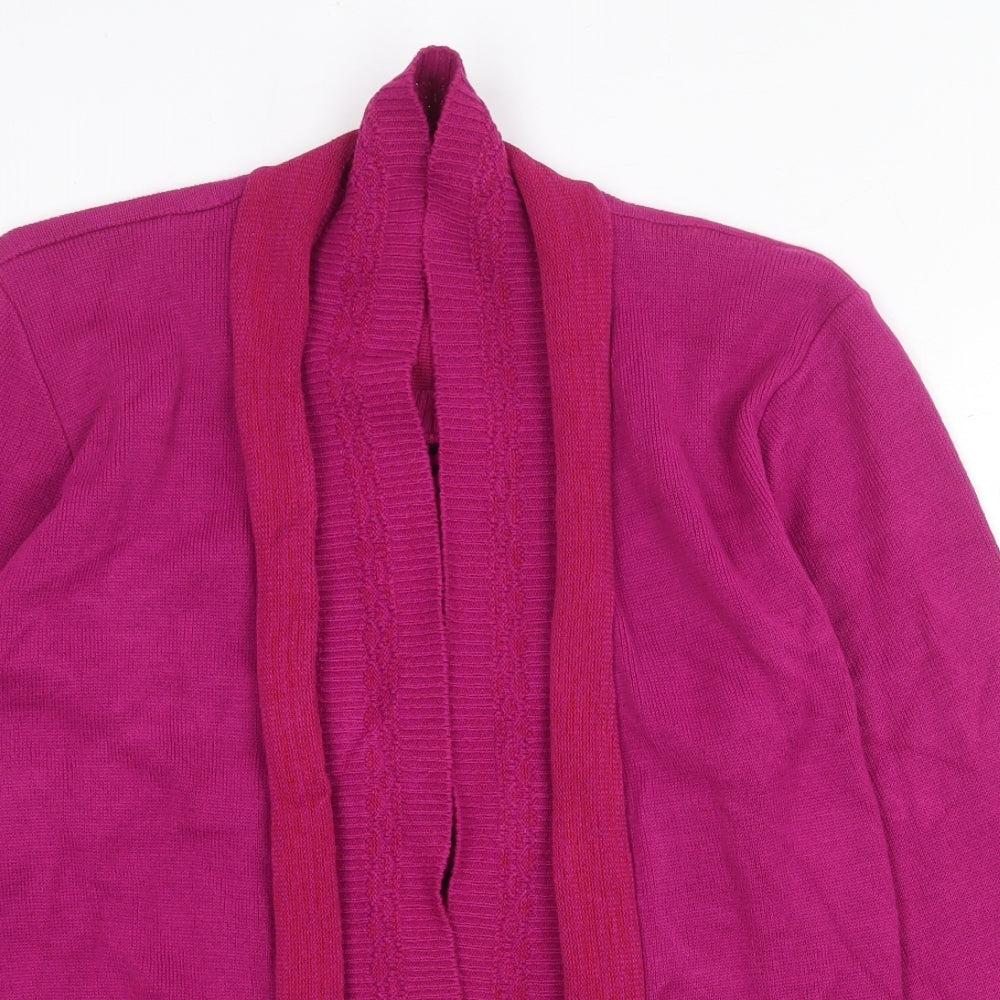 Glimpse Womens Purple V-Neck Acrylic Cardigan Jumper Size L Pullover - Cable Knit Collar Size L-XL