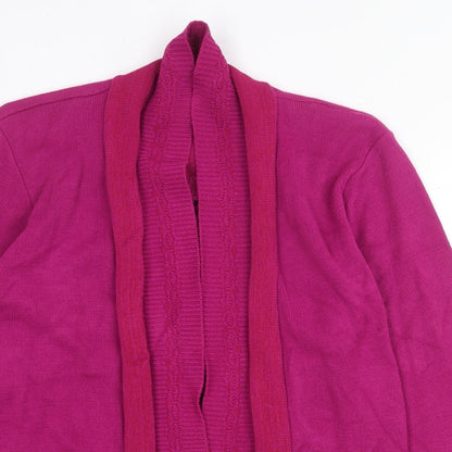 Glimpse Womens Purple V-Neck Acrylic Cardigan Jumper Size L Pullover - Cable Knit Collar Size L-XL