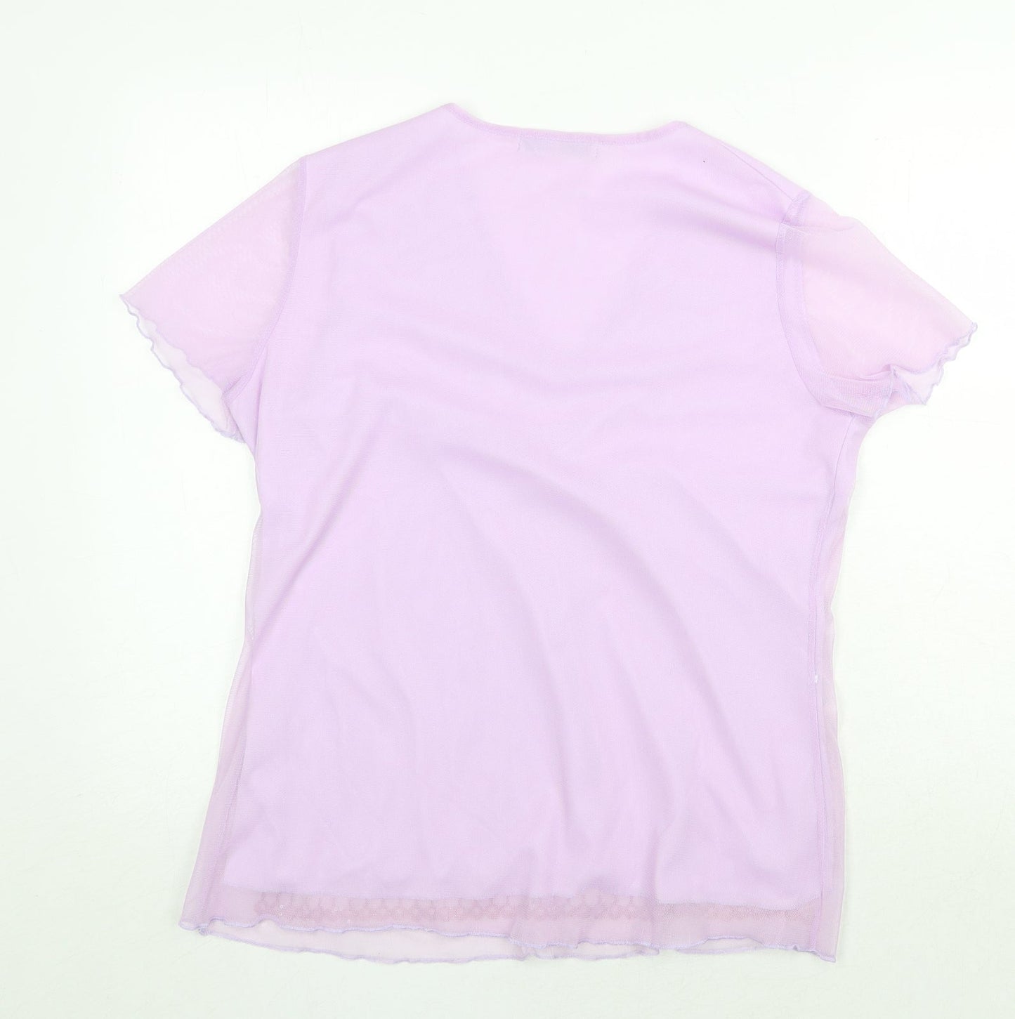 Classics Womens Purple Polyamide Basic T-Shirt Size 14 V-Neck