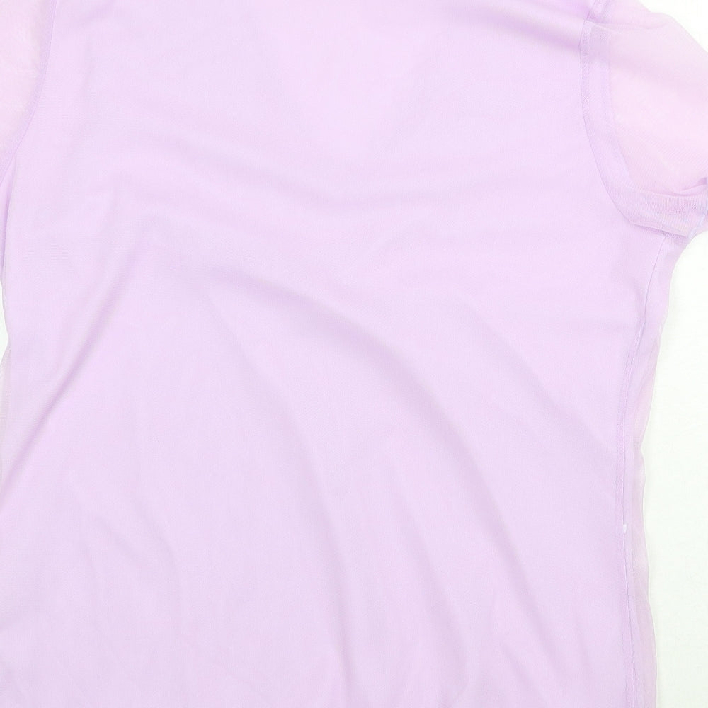 Classics Womens Purple Polyamide Basic T-Shirt Size 14 V-Neck