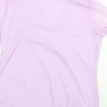 Classics Womens Purple Polyamide Basic T-Shirt Size 14 V-Neck