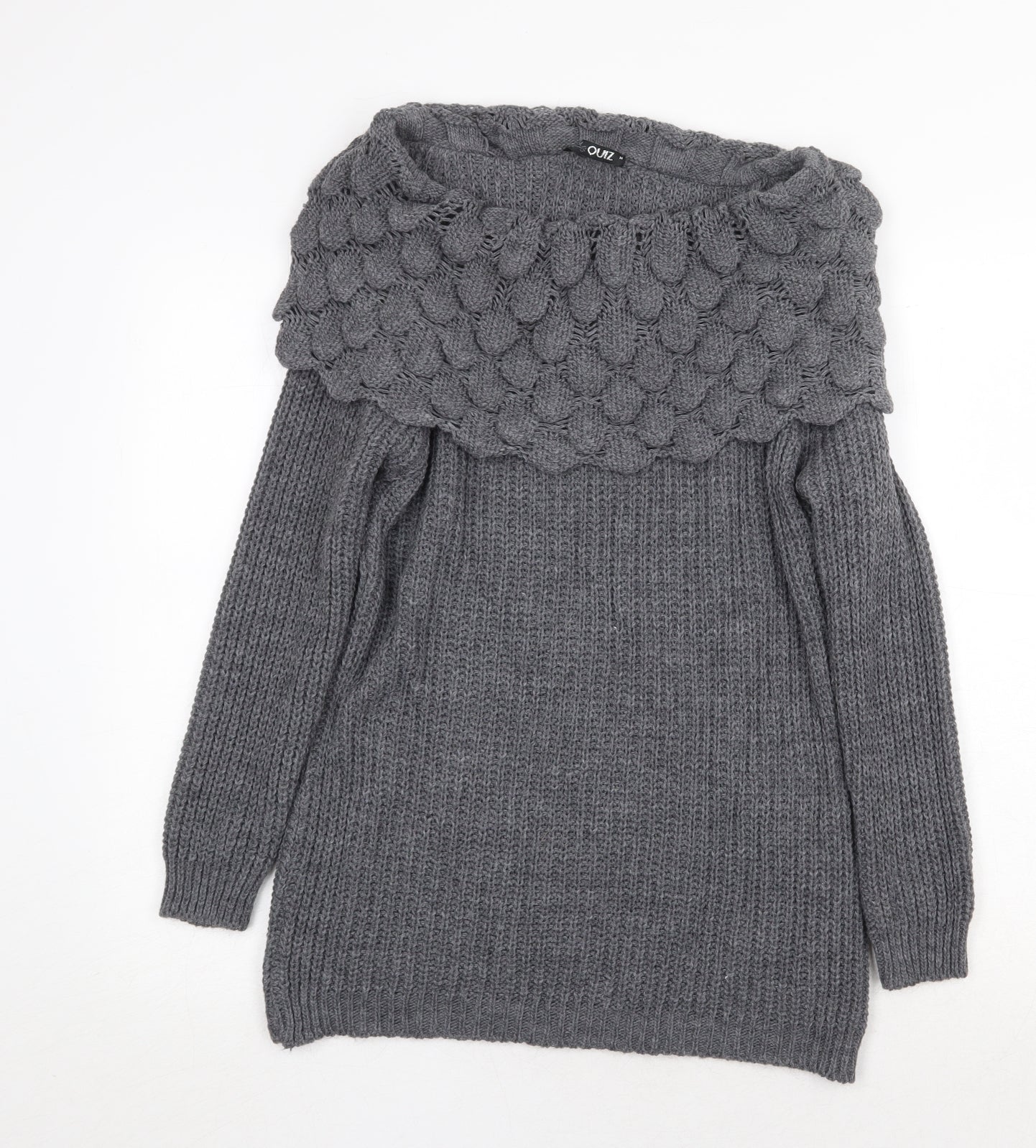 Womens UK Size M Quiz Grey Pullover Jumper