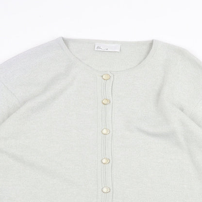 BHS Womens Green Round Neck Acrylic Cardigan Jumper Size 14