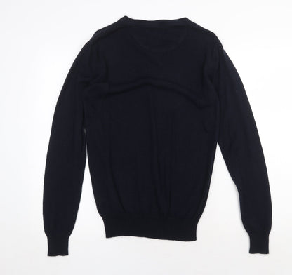 Industrialiaze Mens Blue V-Neck Acrylic Pullover Jumper Size M Long Sleeve