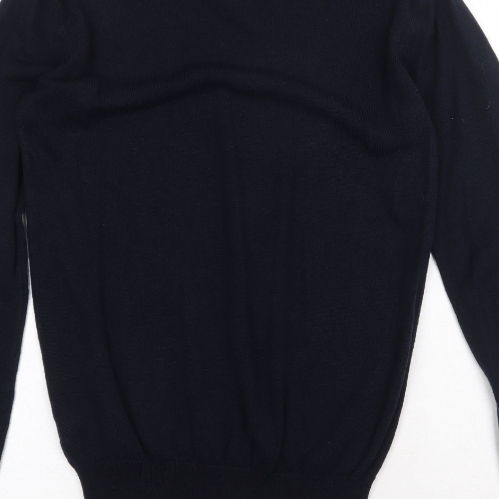 Industrialiaze Mens Blue V-Neck Acrylic Pullover Jumper Size M Long Sleeve