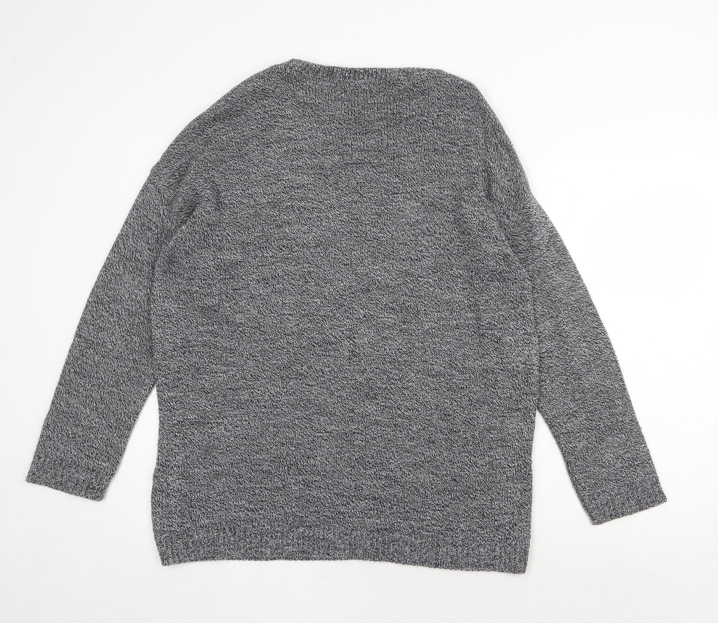 Boohoo Mens Grey Round Neck Acrylic Pullover Jumper Size S Long Sleeve