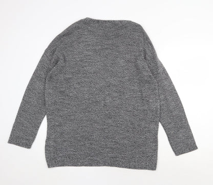 Boohoo Mens Grey Round Neck Acrylic Pullover Jumper Size S Long Sleeve