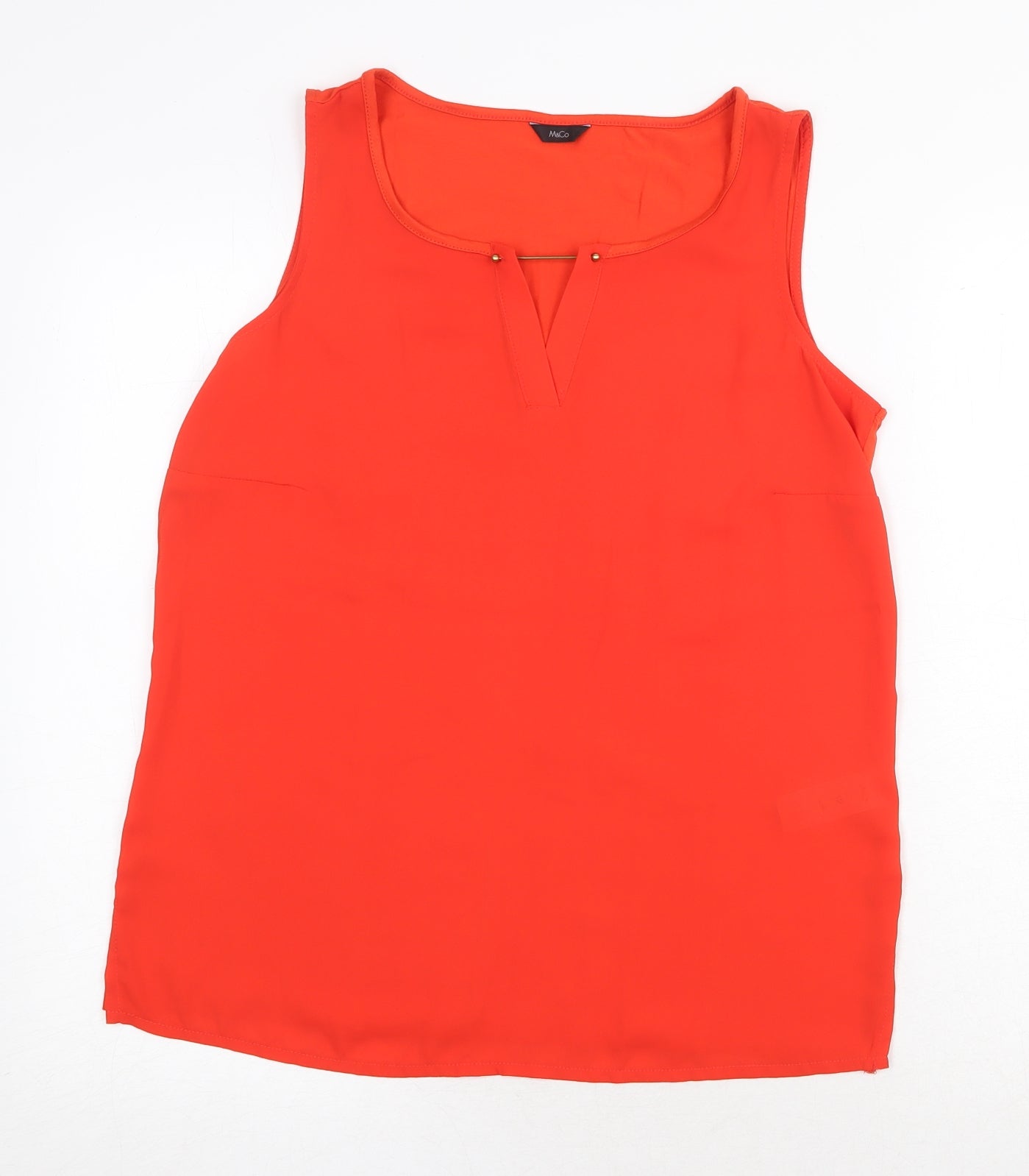 M&Co Womens Red Polyester Basic Tank Size 12 Round Neck