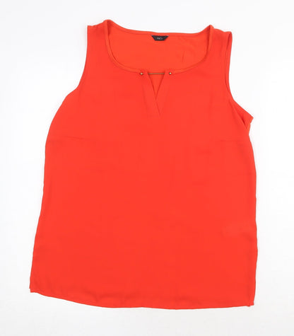 M&Co Womens Red Polyester Basic Tank Size 12 Round Neck