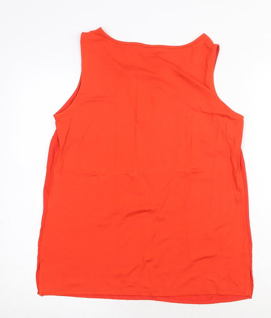 M&Co Womens Red Polyester Basic Tank Size 12 Round Neck