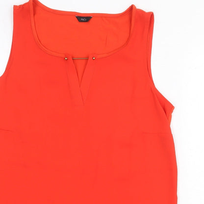 M&Co Womens Red Polyester Basic Tank Size 12 Round Neck