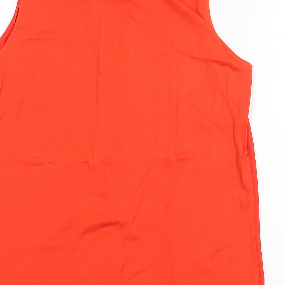 M&Co Womens Red Polyester Basic Tank Size 12 Round Neck