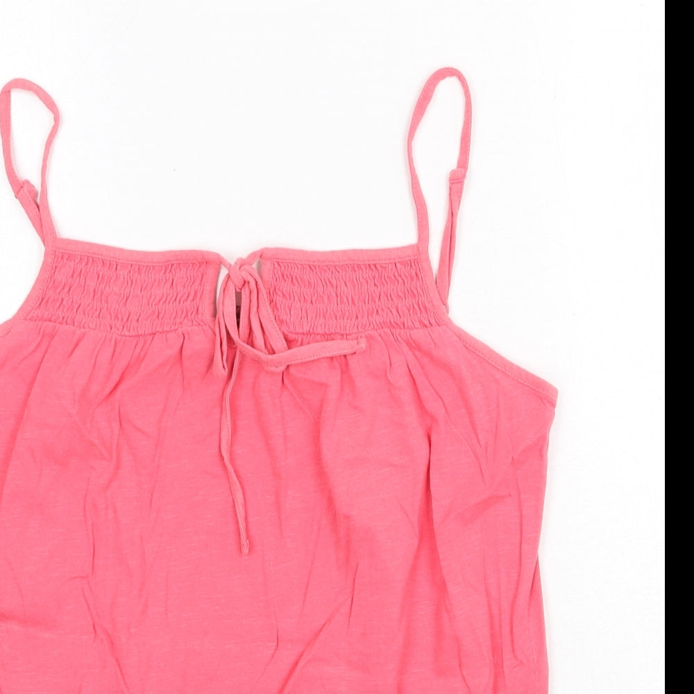 M&Co Womens Pink Cotton Basic Tank Size 10 Square Neck