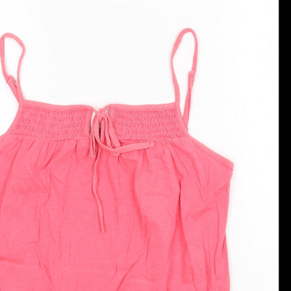 M&Co Womens Pink Cotton Basic Tank Size 10 Square Neck