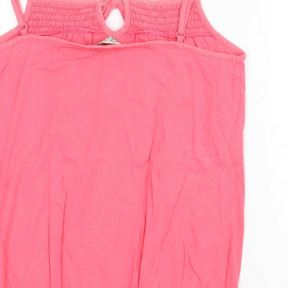 M&Co Womens Pink Cotton Basic Tank Size 10 Square Neck