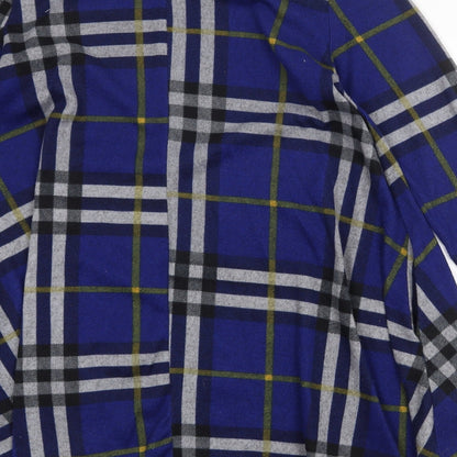 Apricot Womens Blue Plaid Polyester Trapeze & Swing Size 12 Round Neck Pullover