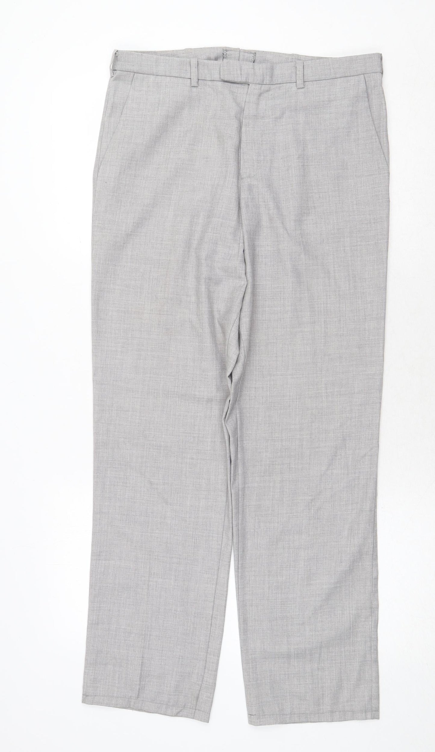 MTWTFSS Weekday Mens Grey Polyester Dress Pants Trousers Size M Regular Zip