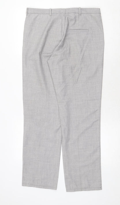 MTWTFSS Weekday Mens Grey Polyester Dress Pants Trousers Size M Regular Zip