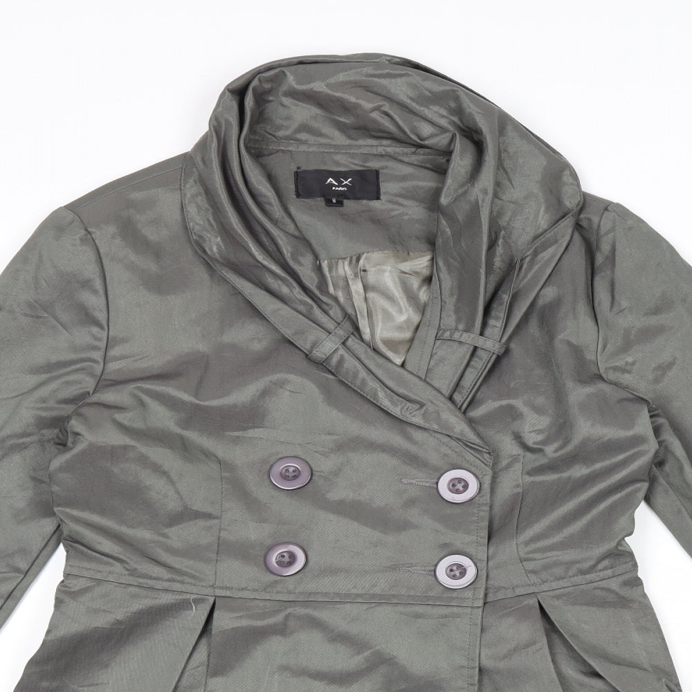 AX Paris Womens Grey Jacket Size 8 Button