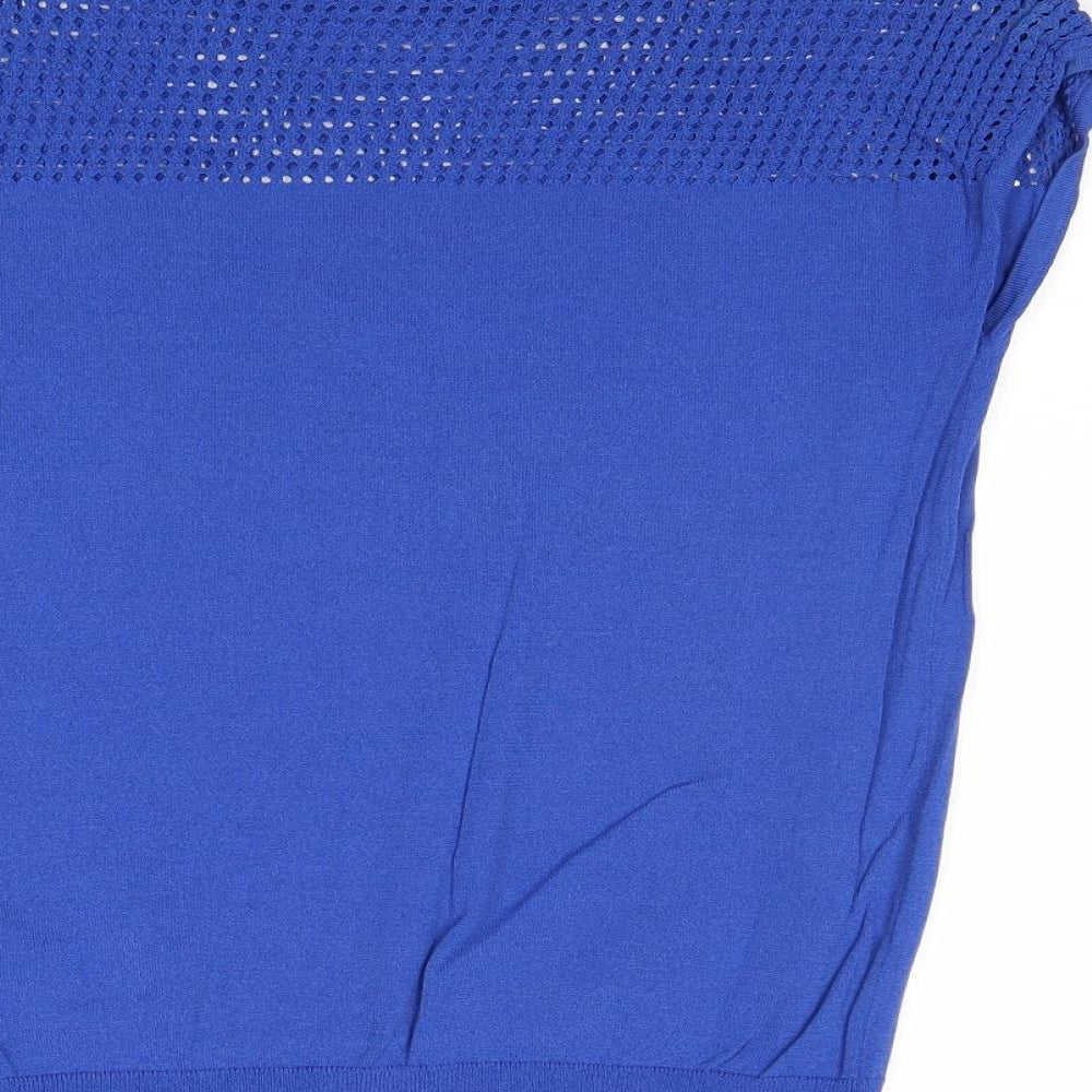 United Colors of Benetton Womens Blue Round Neck Viscose Pullover Jumper Size XS