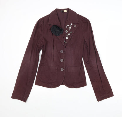 Divided by H&M Womens Purple Jacket Blazer Size 10 Button