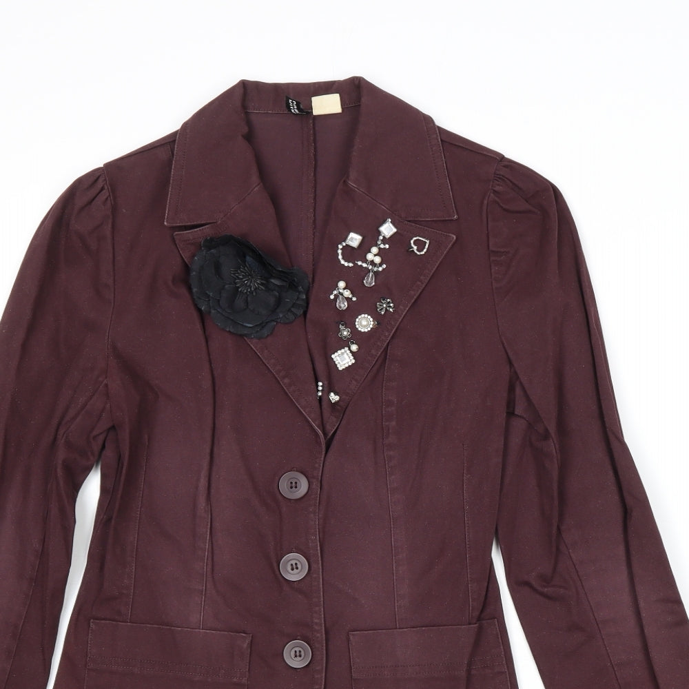 Divided by H&M Womens Purple Jacket Blazer Size 10 Button