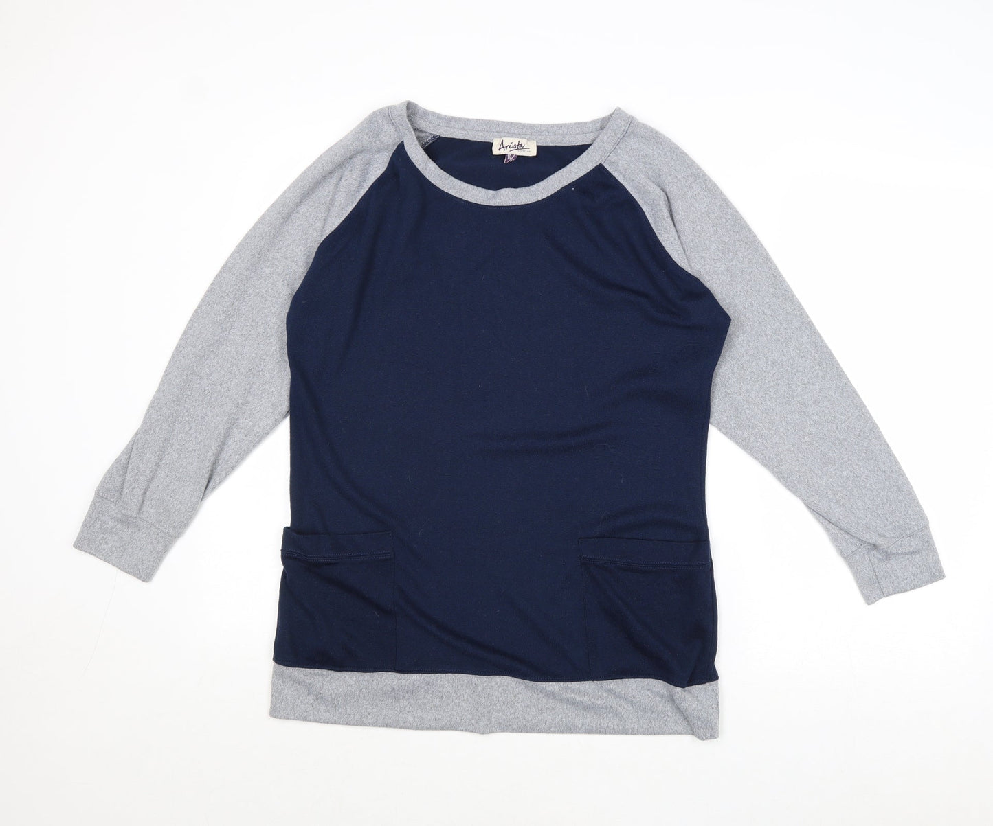 Arista Womens Blue Round Neck Polyester Pullover Jumper Size 10