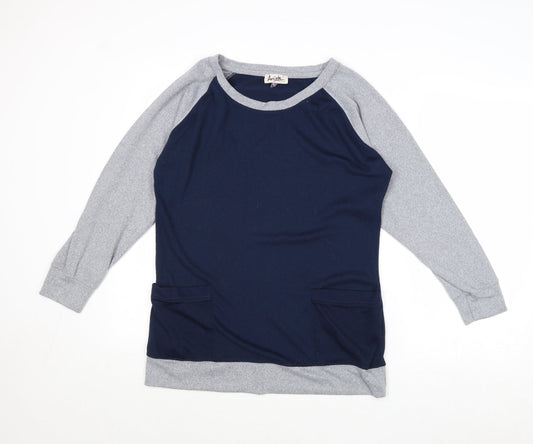 Arista Womens Blue Round Neck Polyester Pullover Jumper Size 10