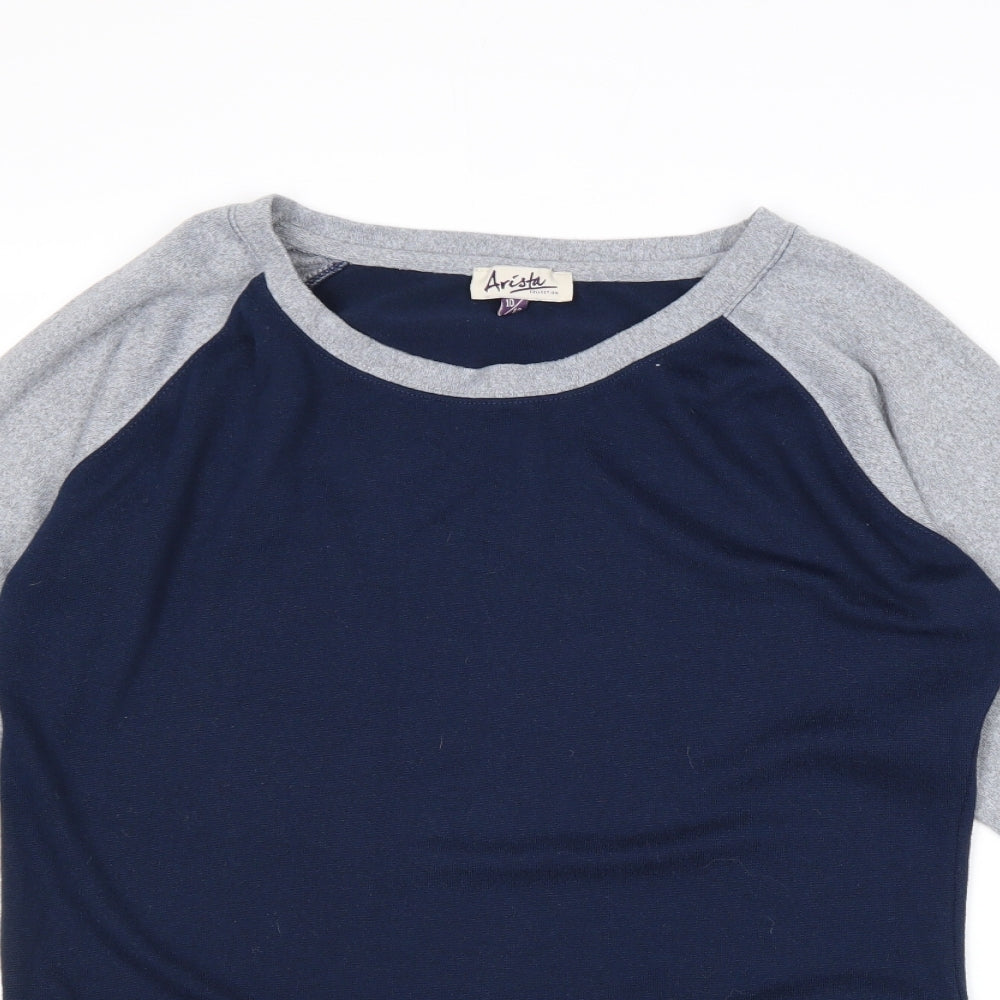 Arista Womens Blue Round Neck Polyester Pullover Jumper Size 10