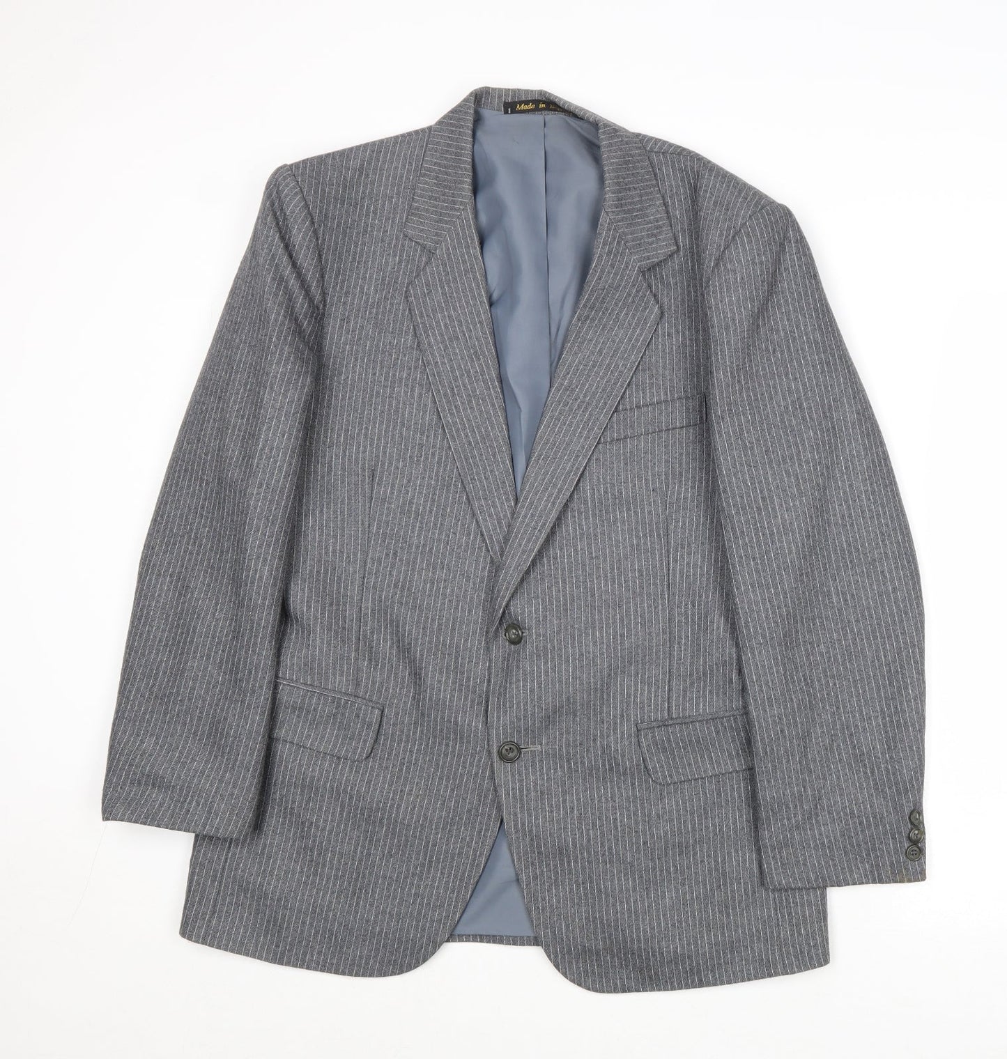 Yorkers Mens Grey Striped Wool Jacket Suit Jacket Size 36 Regular