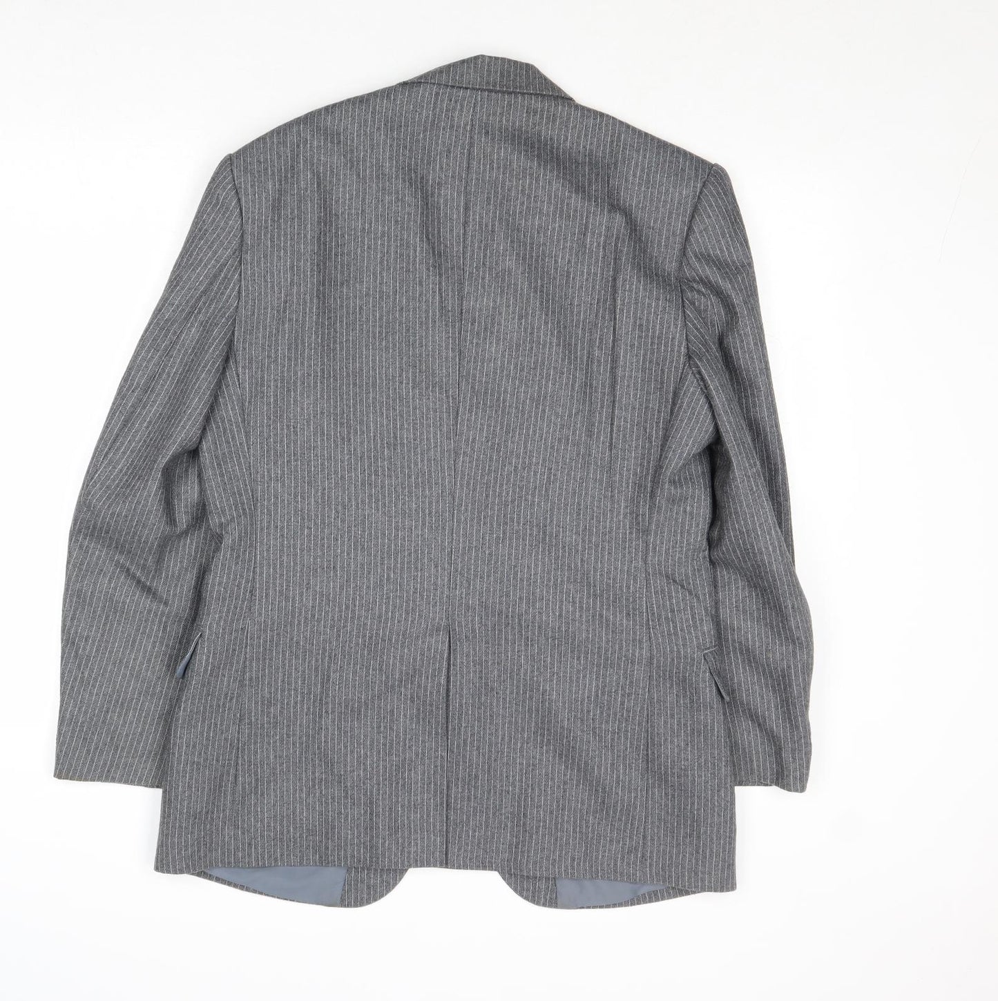 Yorkers Mens Grey Striped Wool Jacket Suit Jacket Size 36 Regular