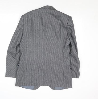 Yorkers Mens Grey Striped Wool Jacket Suit Jacket Size 36 Regular