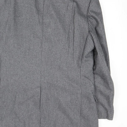 Yorkers Mens Grey Striped Wool Jacket Suit Jacket Size 36 Regular
