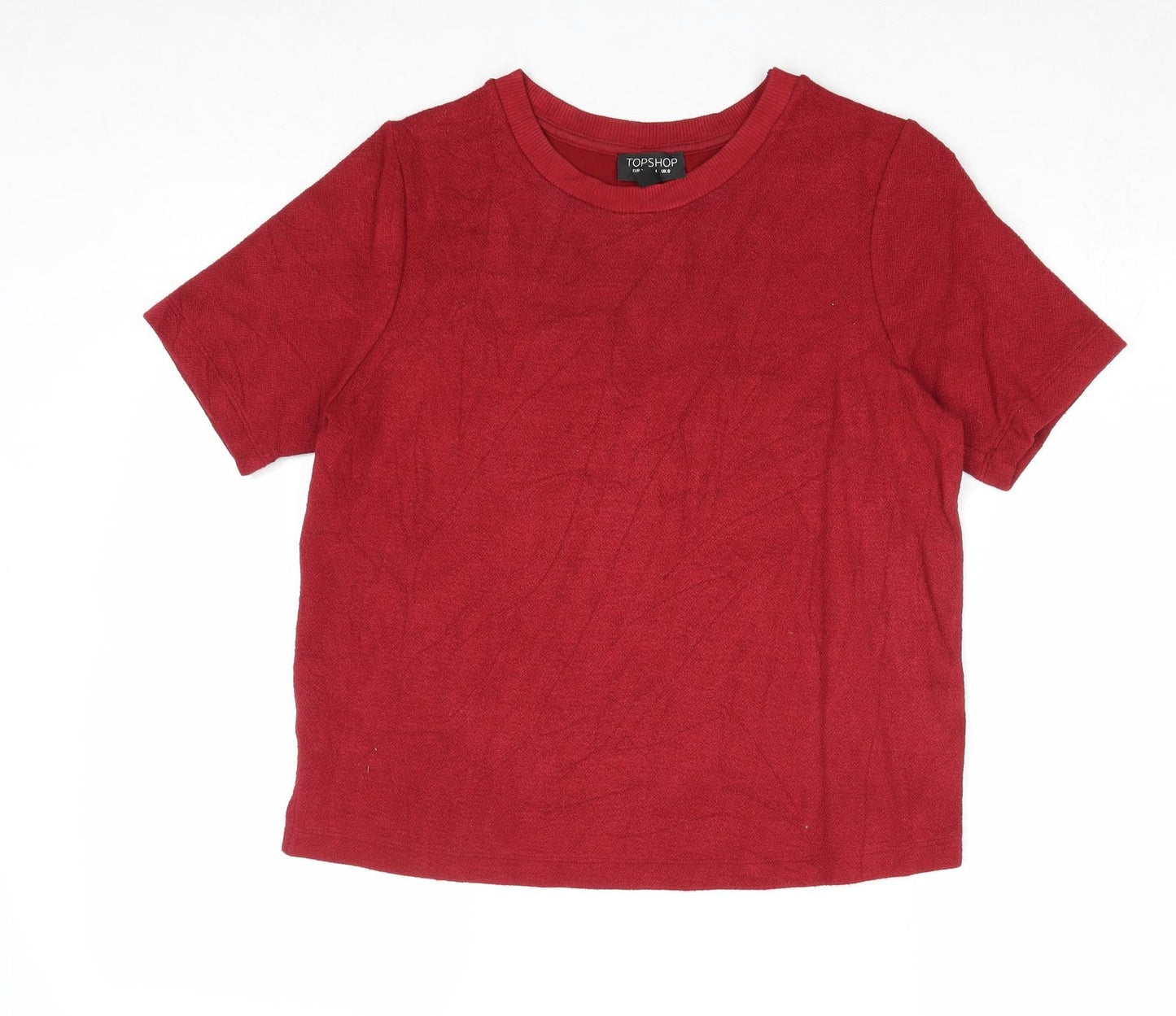 Womens UK Size 8 Topshop Red Basic T-Shirt