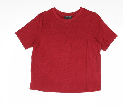 Womens UK Size 8 Topshop Red Basic T-Shirt